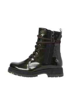 Marco Tozzi Kretschmer - Bottines À Lacets - Khaki Met Pat.